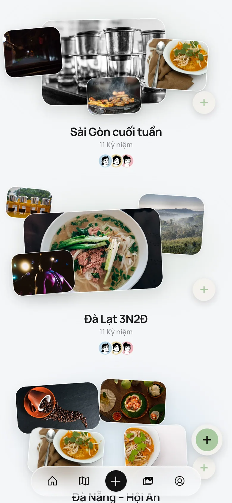 Màn hình kỷ niệm với album các chuyến đi